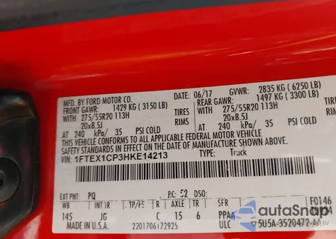 2017 Ford F150 Super Cab from USA, damaged, VIN 1FTEX1CP3HKE14213